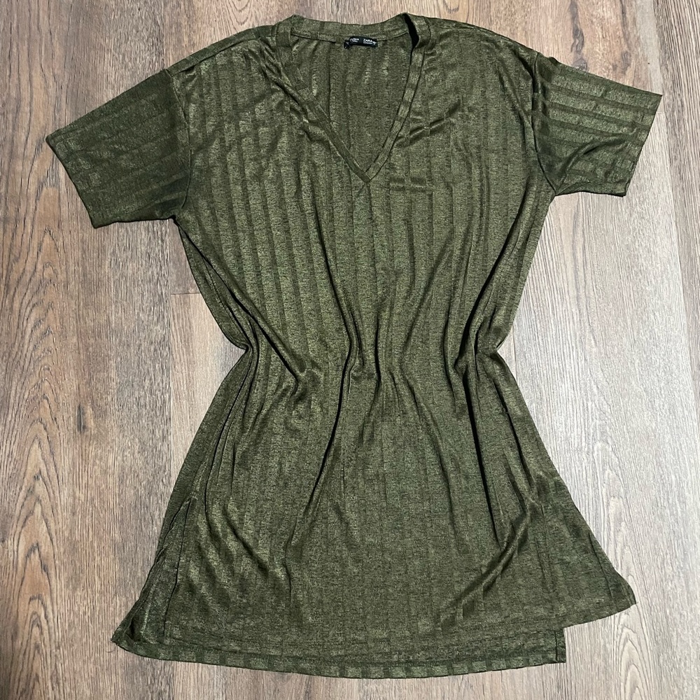 Zara army green loose fitting dress